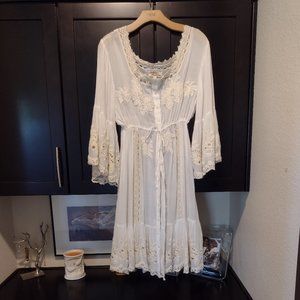 ⛱️🤍Antica Sartoria🤍 embroidered cotton dress size 4 L 🏖️